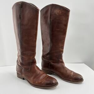 Frye Melissa Button 2 Women's Size 8.5B Brown Leather Boots Redwood